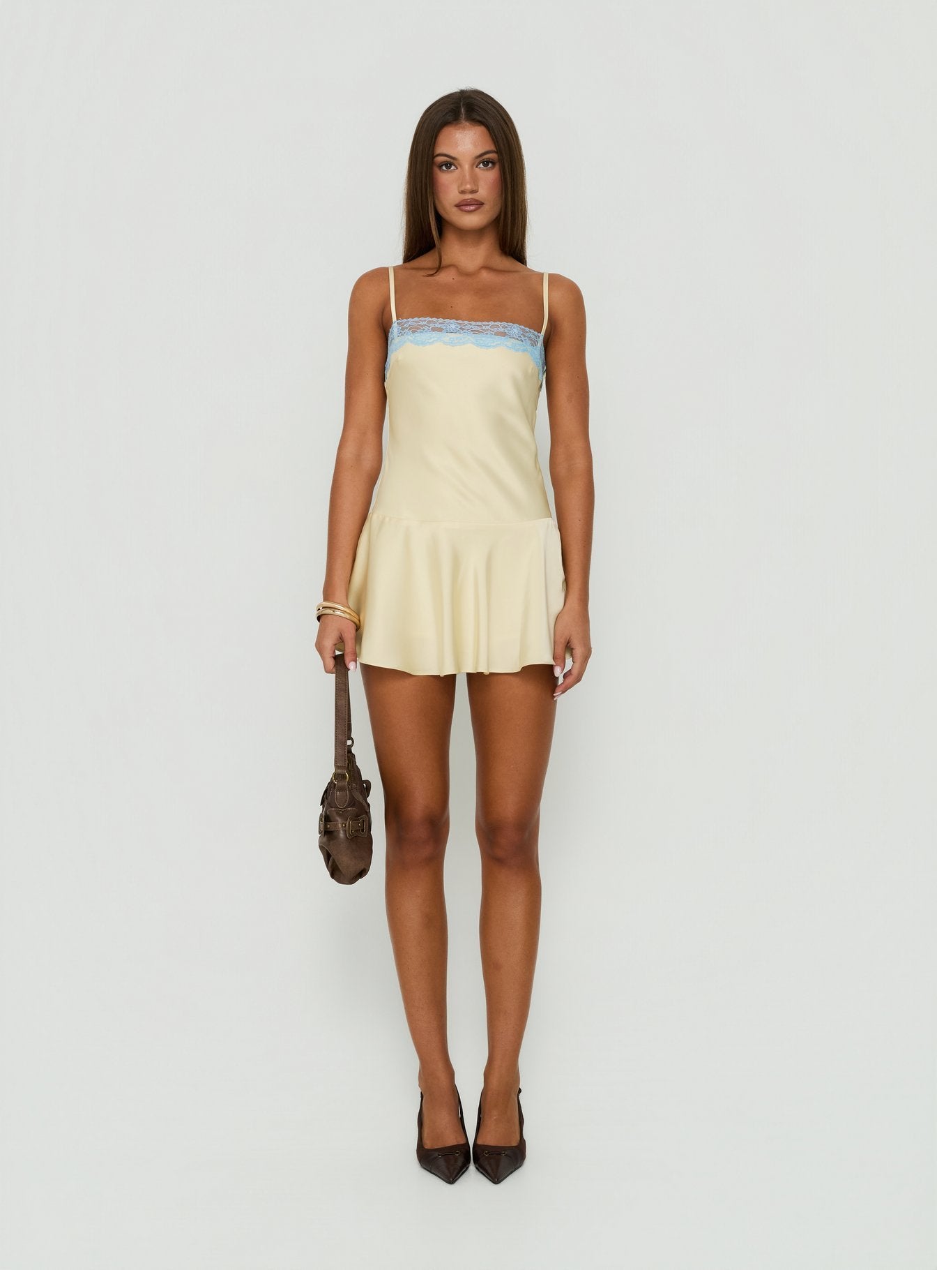 Rommie Lace Detail Drop Waist Playsuit Butter / Blue