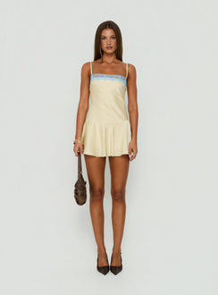 Rommie Lace Detail Drop Waist Playsuit Butter / Blue