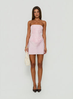 Jenevieve Strapless Drape Mini Dress Pink
