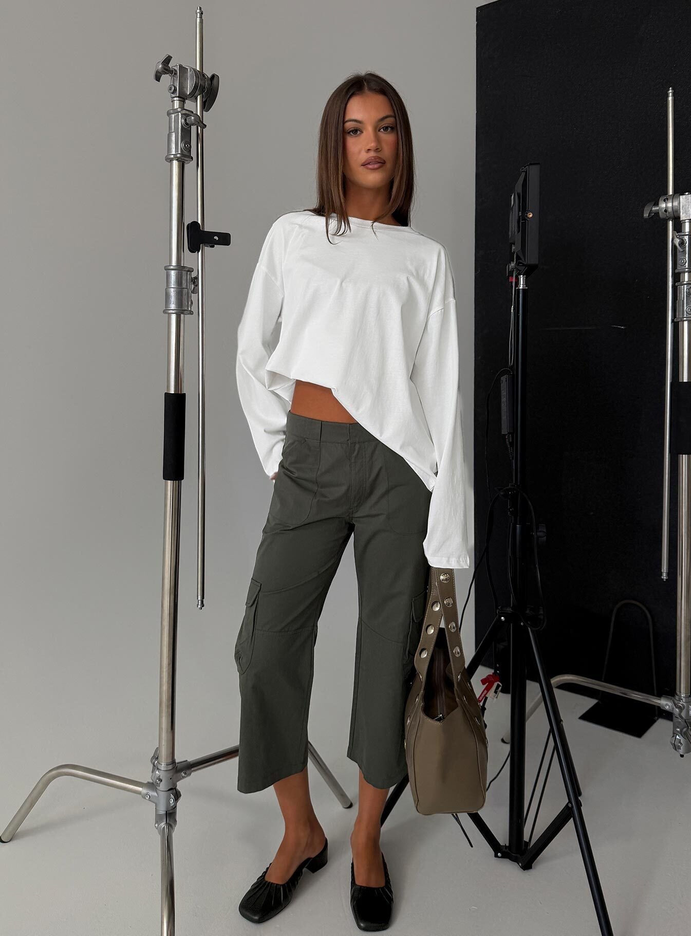 Indee Cropped Cargo Pants Charcoal