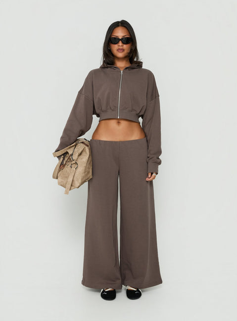 Lanna Fleece Zip Through Cropped Hoodie Grey