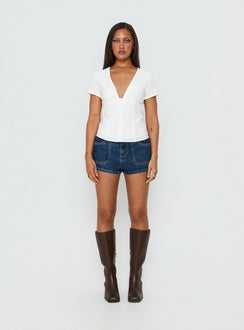 Kirkes Cargo Micro Denim Short Mid Blue Wash