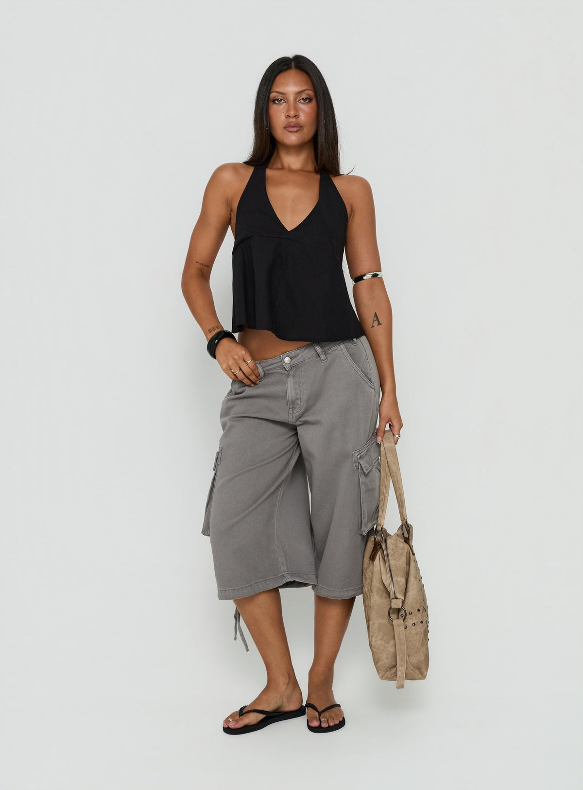 Hudsen Longline Cargo Shorts Charcoal Tall