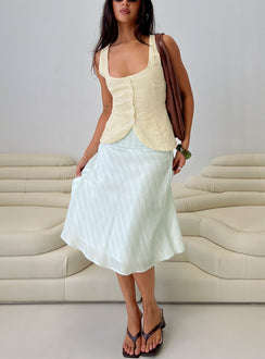 back view of model wearing Princess Polly Alunara Midi Skirt Aqua Stripe Midi Skirts 