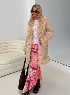 Josefina Faux Fur Detail Jacket Beige