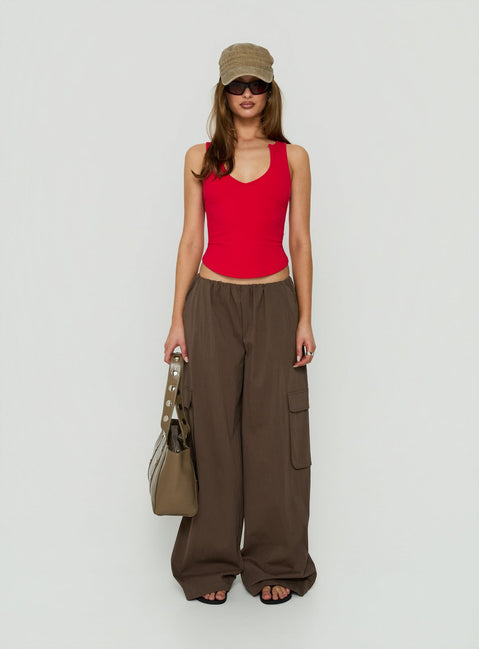 Lunea Concealed Waistband Cargo Pants Brown Petite