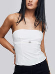 Flounce Strapless Top White