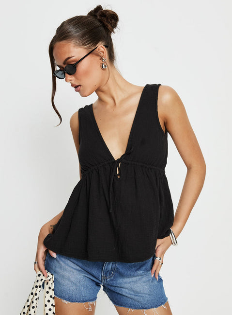 Dianna Babydoll Cami Top Black