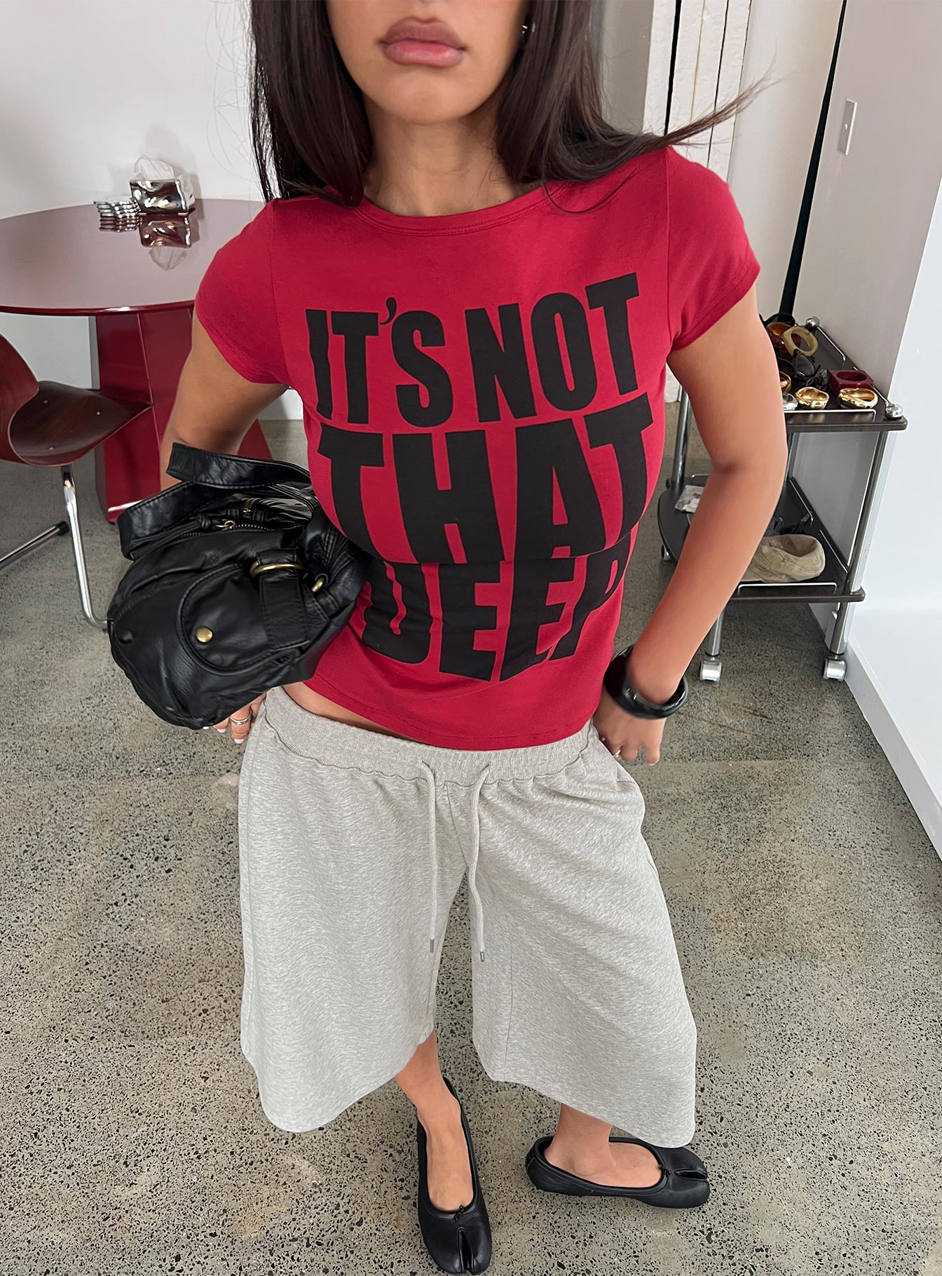 It's Not That Deep Graphic Baby Tee Red | Princess Polly