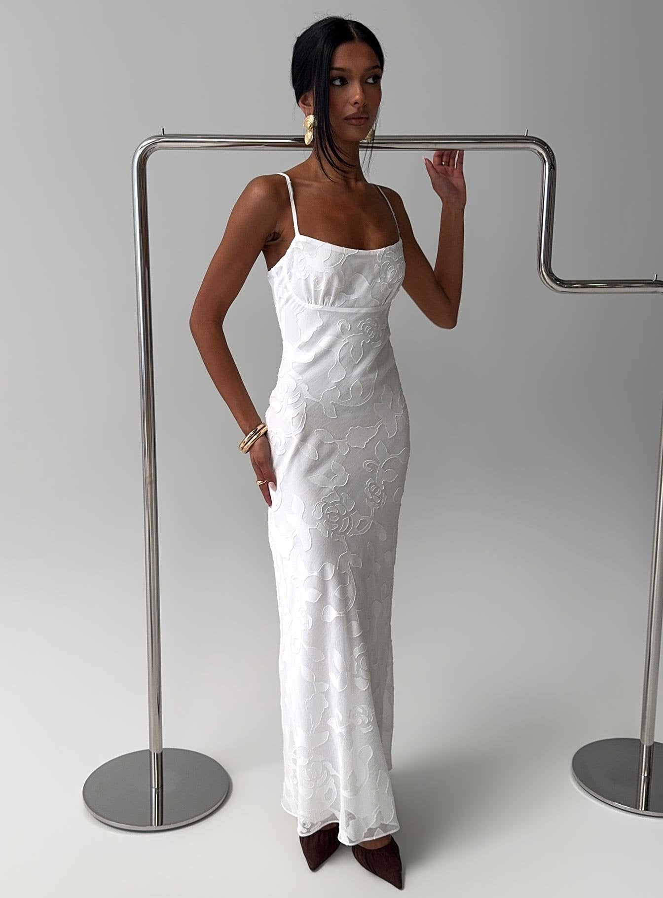 Avienna Maxi Dress White Burnout | Princess Polly