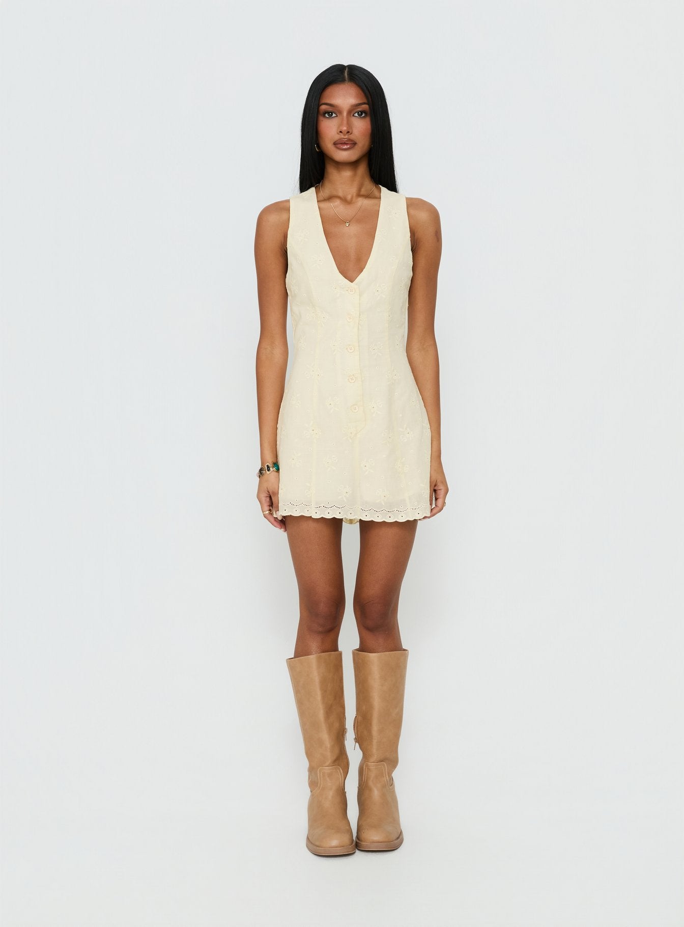 Sylvara Textured Button Up Playsuit Yellow | Princess Polly