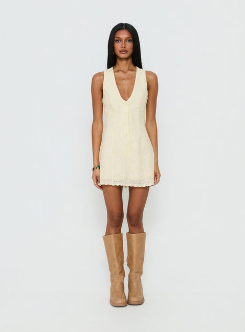 Sylvara Textured Button Up Romper Yellow