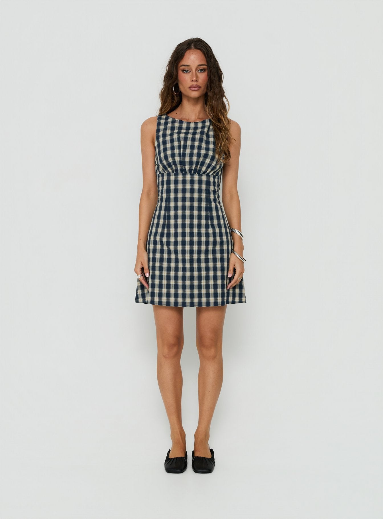 Sweet Somethings Mini Dress Navy Check | Princess Polly