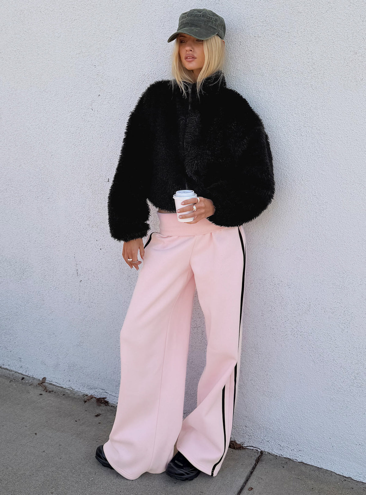 Lockie Foldover Baggy Sweatpants Pink / Black