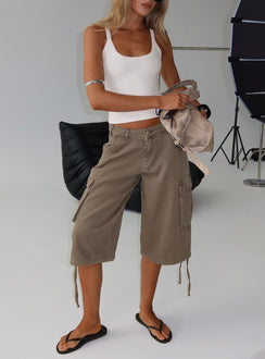 Hudsen Longline Cargo Shorts Khaki