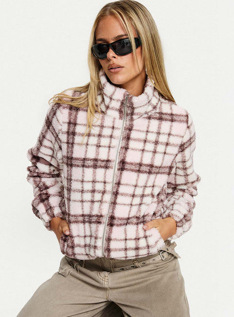 Vannessa Collared Jacket Pink Check