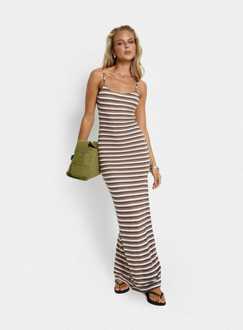 Elestria Maxi Dress | Brown Stripe | Womens