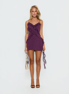 Kinara Ruffle Mini Dress Purple