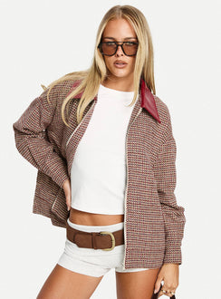 End Of The Day Collared Jacket Red Multi