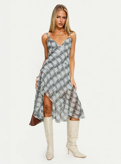Murisa Asymmetrical Midi Dress Multi Check