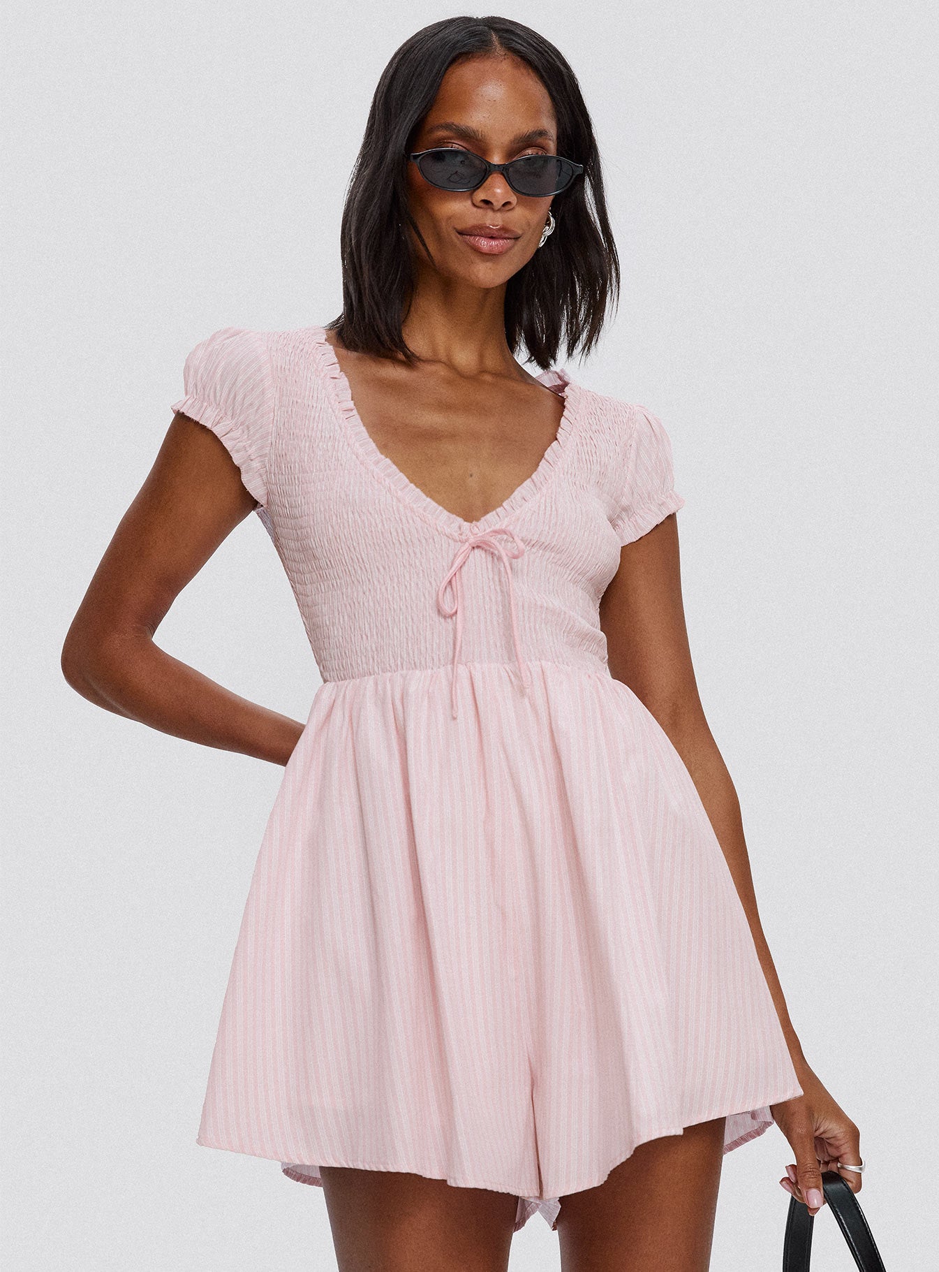 Wescott Stripe Playsuit Pink / White
