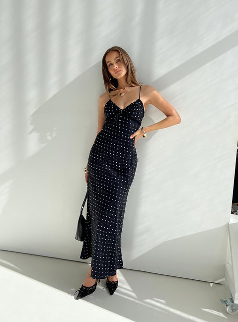 Emily Maxi Dress Black Polka Dot | Princess Polly Emily Maxi Dress Black Polka Dot | Princess Polly