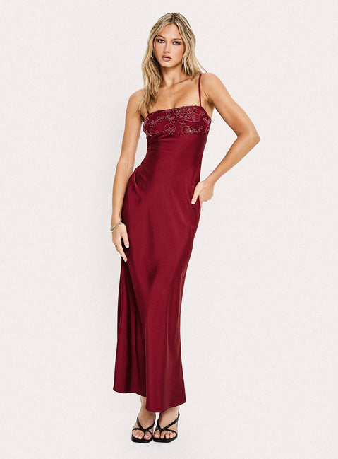 Engracia Sequin Maxi Dress Burgundy