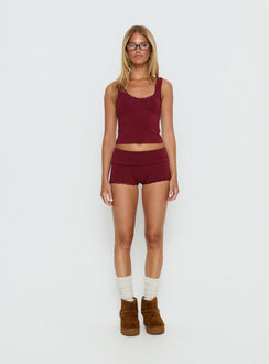 Serae Lace Trim Tank Top Cherry