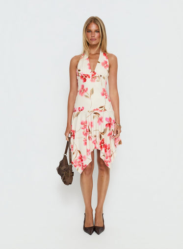 satin midi dress pattern Sway To The Music Satin Midi Dress L / mocha