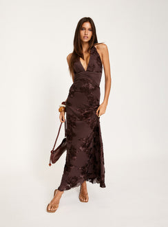 Rousseau Halter Maxi Dress Espresso