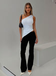 front view of model wearing Princess Polly Lunah One Shoulder Top White Sleeveless Asymmetric Neckline 