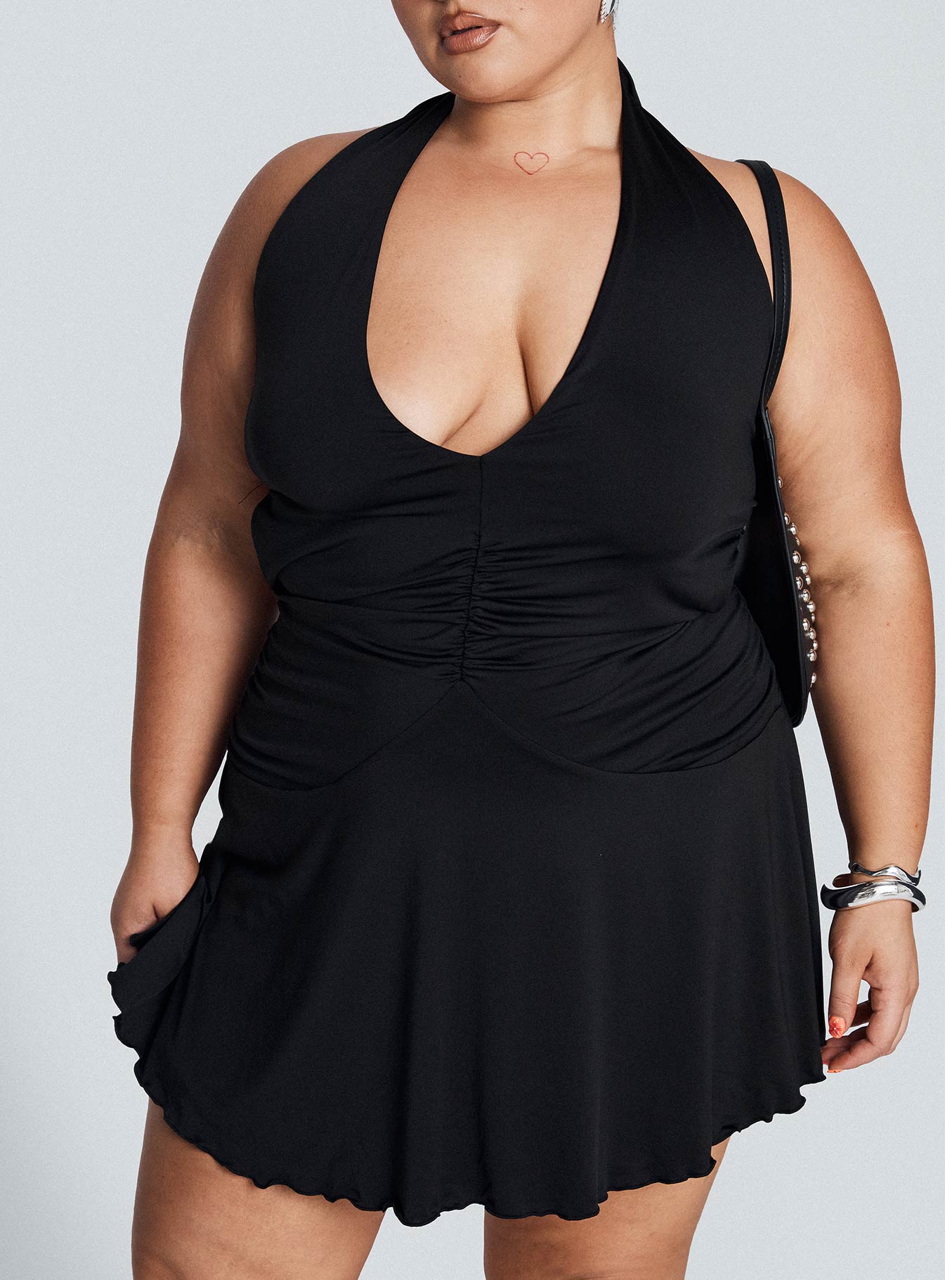 Maeva Halter Mini Dress Curve | Black | Womens | Princess Polly Lower Impact Maeva Halter Mini Dress Curve | Black | Womens | Princess Polly Lower Impact