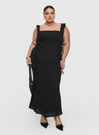 front view of model wearing Princess Polly Lanai Maxi Dress Black Curve Square Neck 