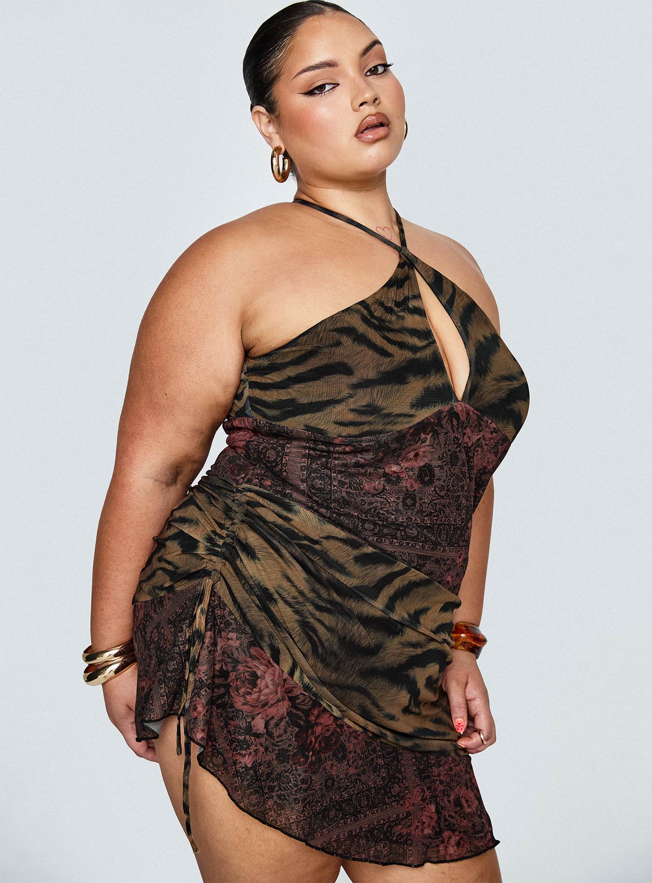 Syrefena Halter Mini Dress Curve | Multi | Womens | Princess Polly Lower Impact Syrefena Halter Mini Dress Curve | Multi | Womens | Princess Polly Lower Impact