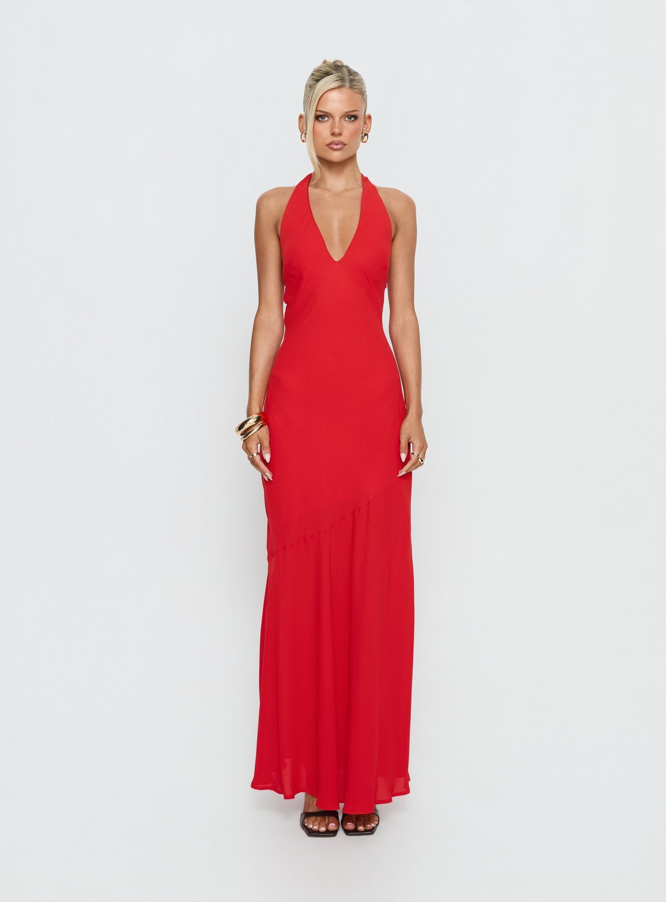 Luannie Halter Scarf Tie Maxi Dress Red | Princess Polly Luannie Halter Scarf Tie Maxi Dress Red | Princess Polly