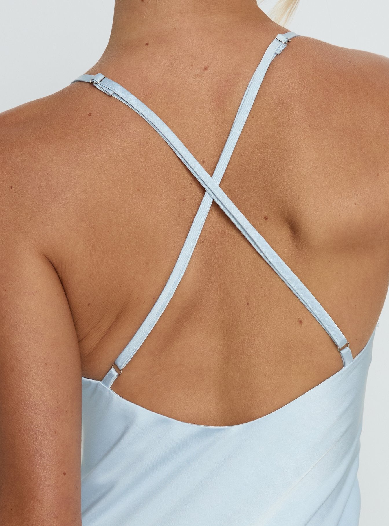 Klairee Halter Lace Maxi Dress Icy Blue