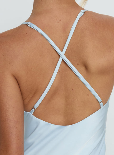 Klairee Halter Lace Maxi Dress Icy Blue