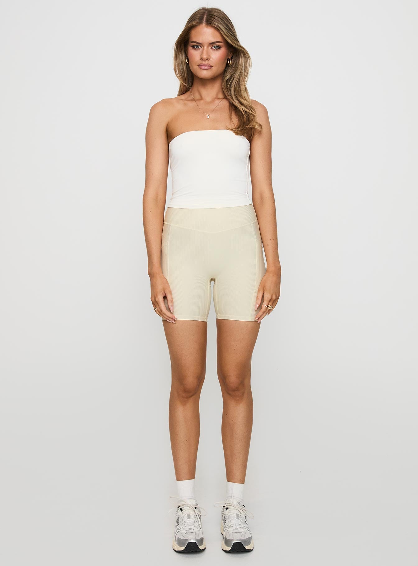 Power Activewear Rib Shorts Latte