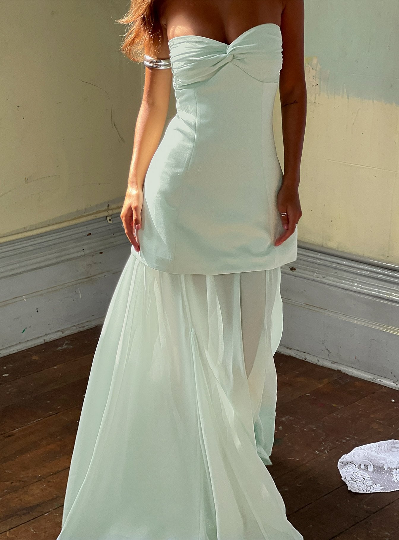 Flashy Sheer Chiffon Strapless Maxi Dress Icy Blue | Princess Polly Flashy Sheer Chiffon Strapless Maxi Dress Icy Blue | Princess Polly