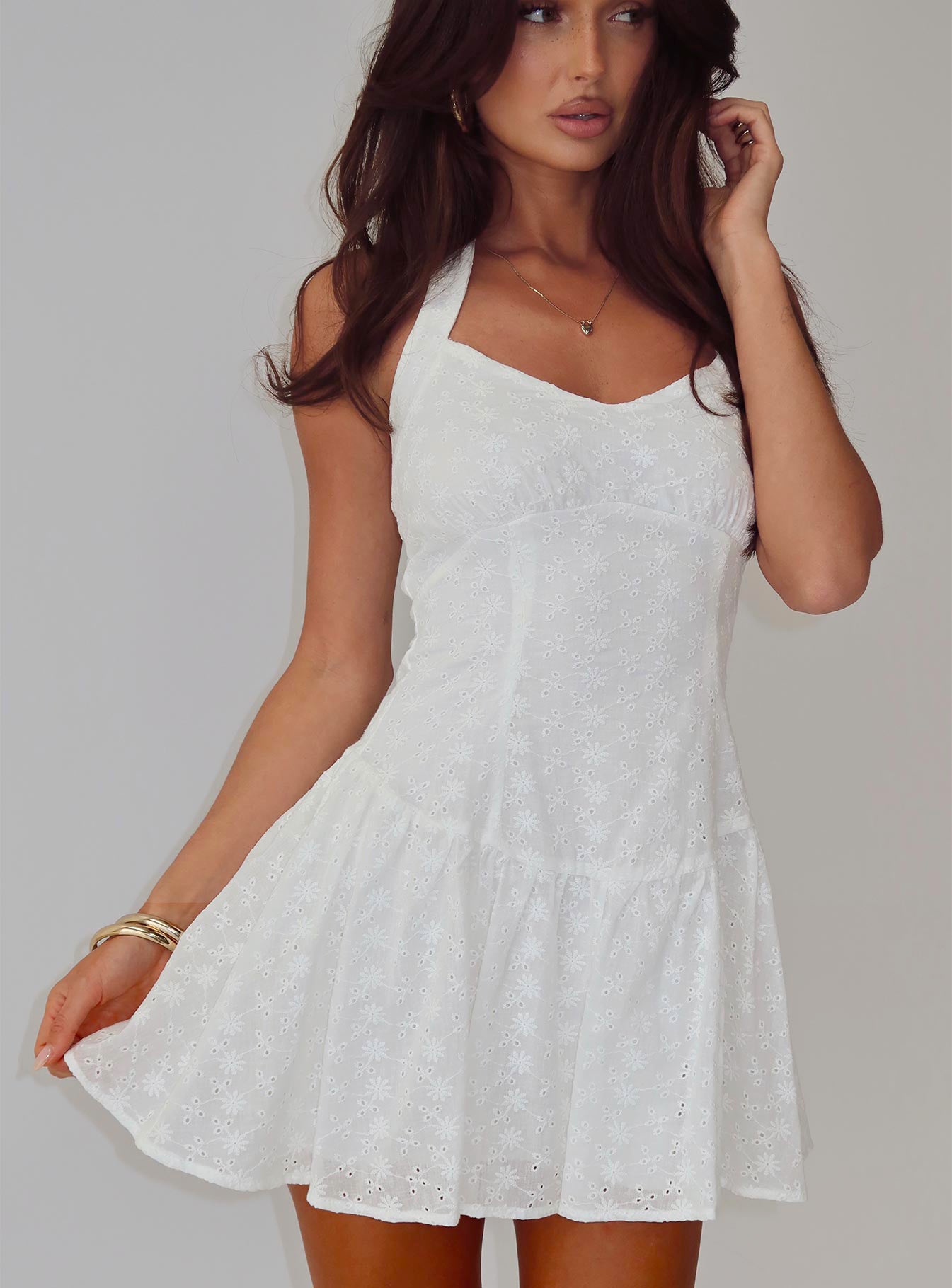 Kaesie Halter Mini Dress | White | Womens | Princess Polly Kaesie Halter Mini Dress | White | Womens | Princess Polly