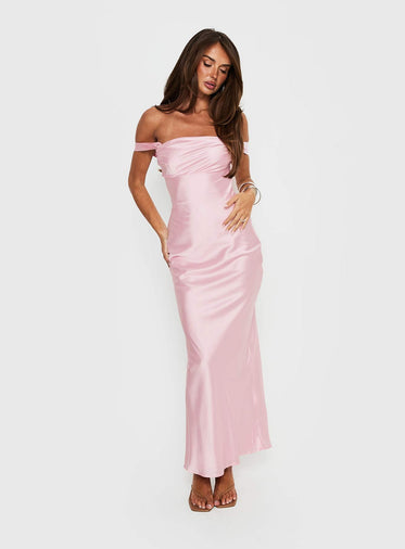 open lace back dress Oasis Pink Premium Lace V Neck Maxi Dress main image 0