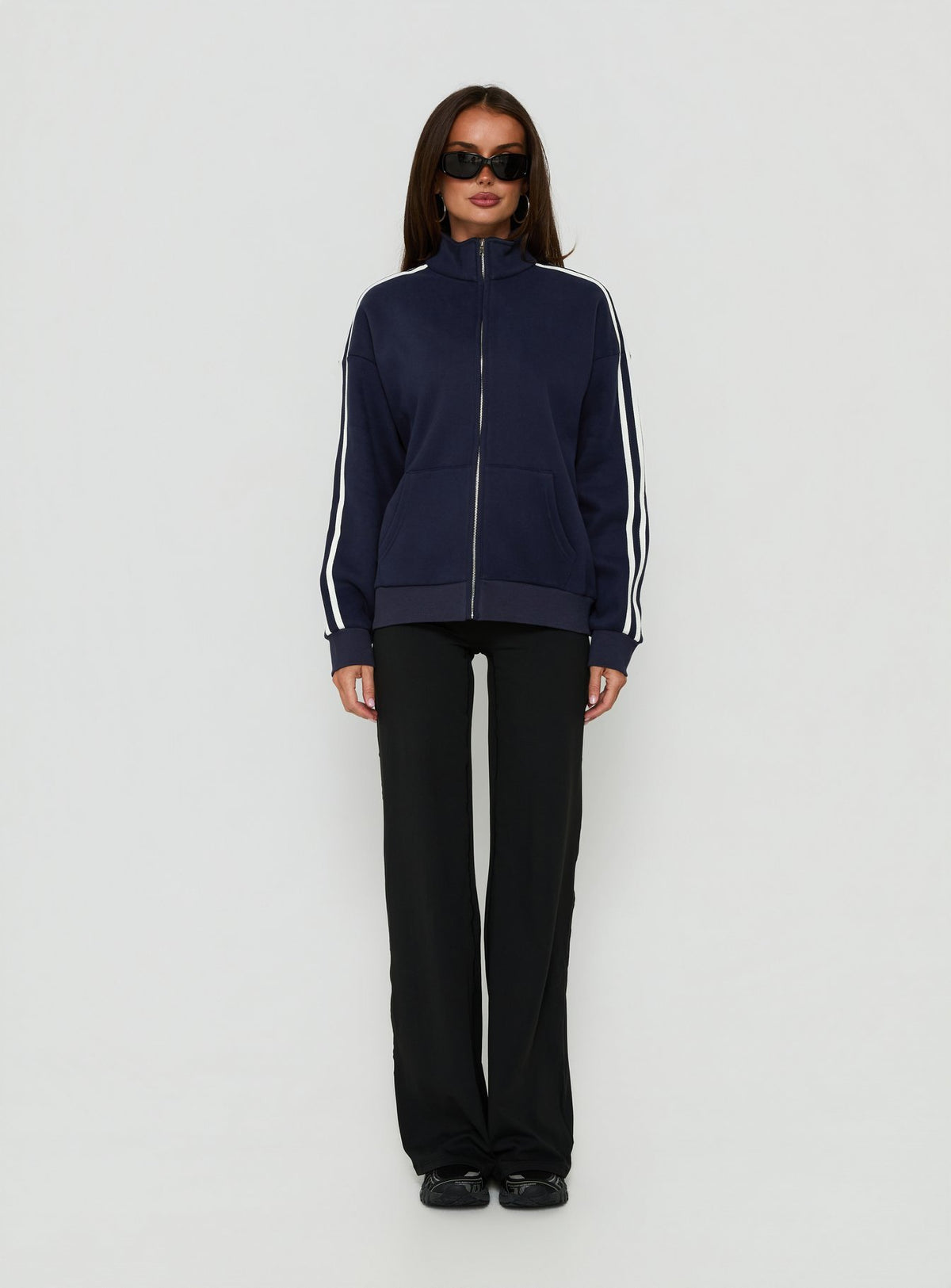 Keeran Funnel Neck Fleece Jumper Navy / White