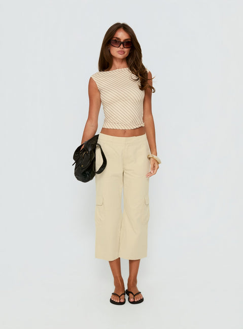Indee Cropped Cargo Pants Beige Petite