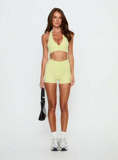 Lock In Active Halter Crop Top Lemongrass