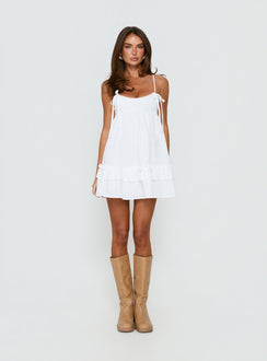 Enhancement Babydoll Mini Dress White
