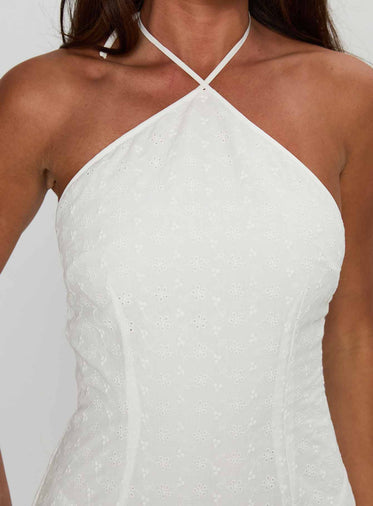 Flowerchild Halter Mini Dress White