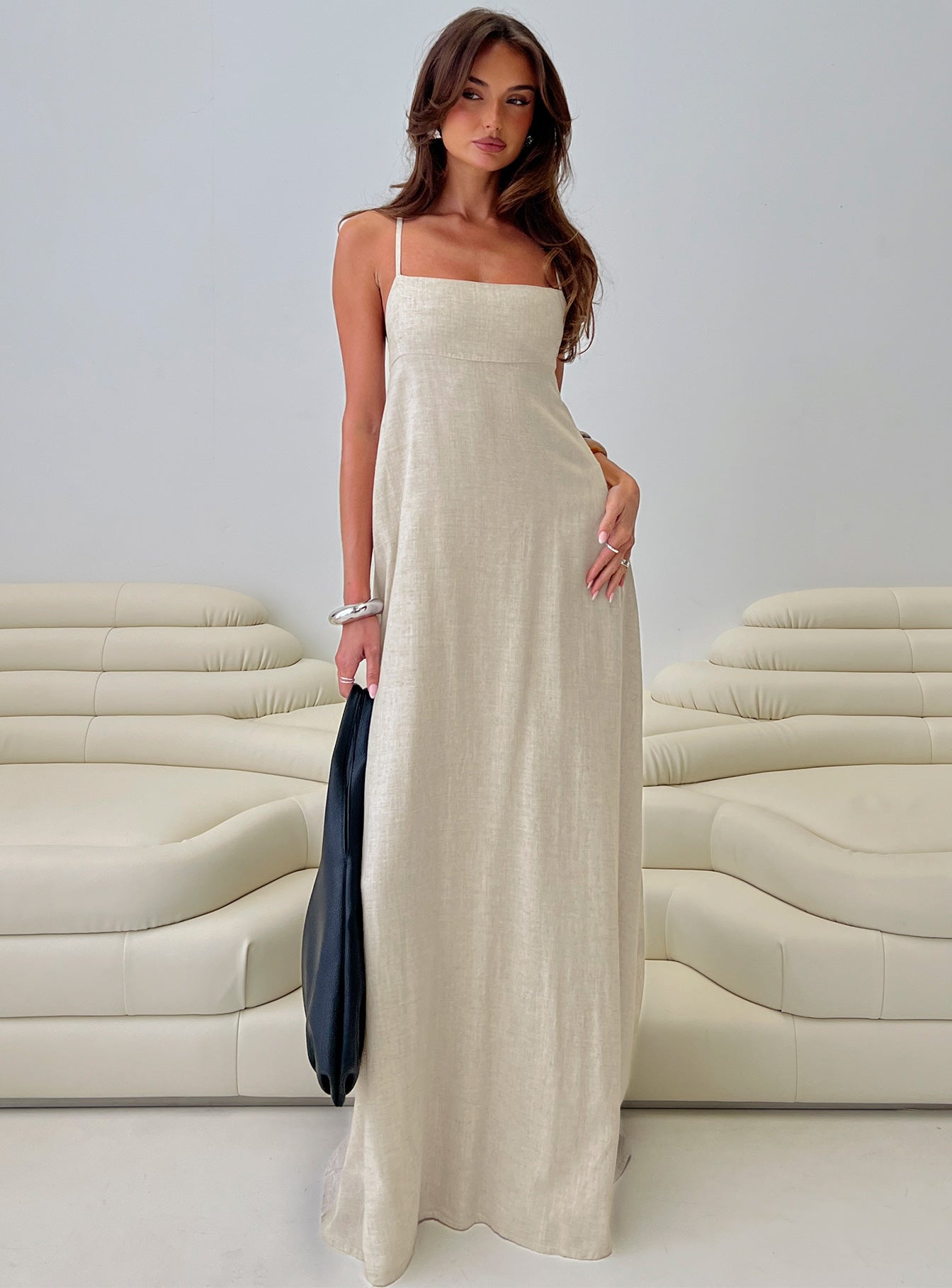 Solie Tie Back Maxi Dress Natural | Princess Polly Solie Tie Back Maxi Dress Natural | Princess Polly