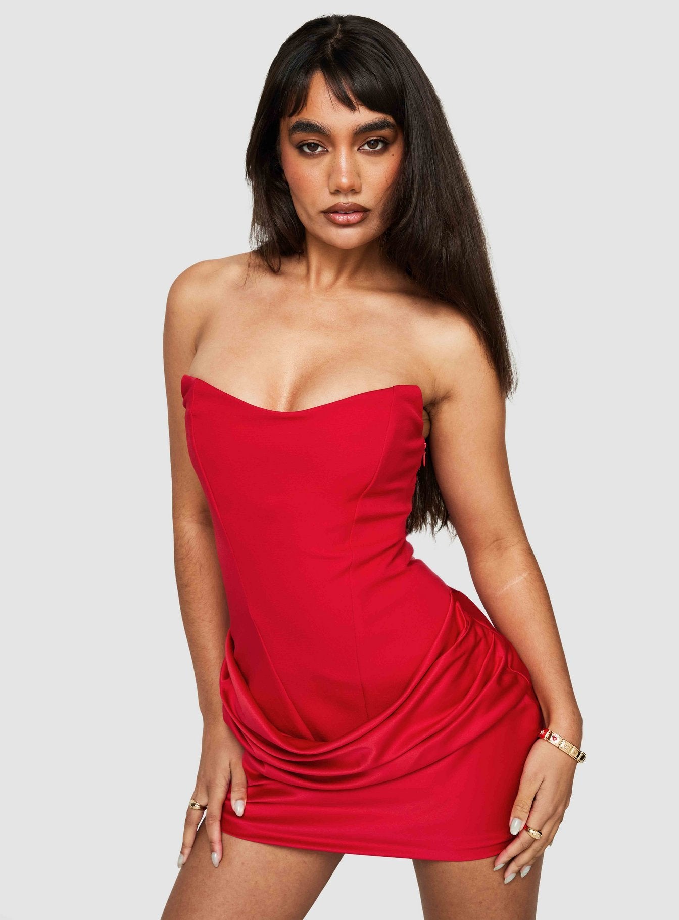 red strapless drop waist dress Strapless Drop Waist Maxi Dress in Red