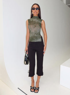 back view of model wearing Princess Polly Nights All Alone High Neck Top Multi Sleeveless High Neck 