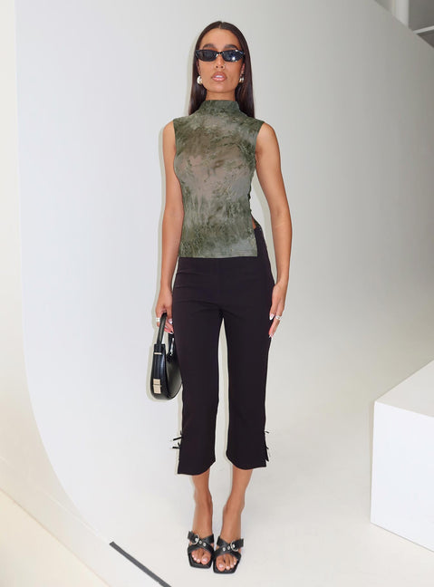 back view of model wearing Princess Polly Nights All Alone High Neck Top Multi Sleeveless High Neck 